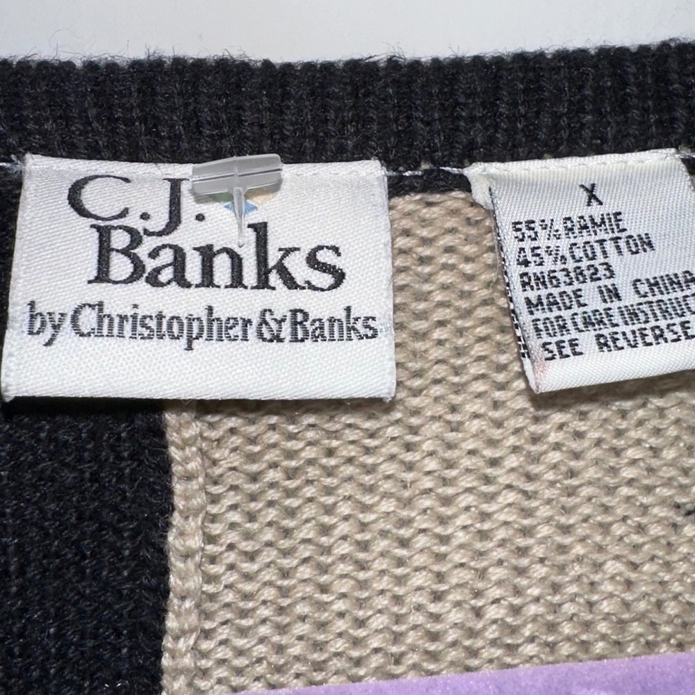 Vintage CJ Banks Cat Cardigan Womens X Embroidered Novelty Sweater PTP: 23" - Picture 5 of 8